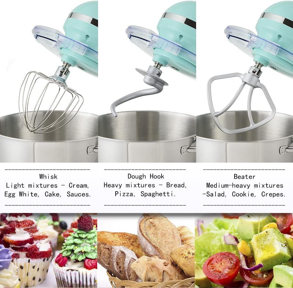 Vertical mixer. power 900 watts. capacity 8 gallons. large kitchen mixer. kitchen electric mixer with dough hook. whisk and stirring rod (blue. 8 gallons)