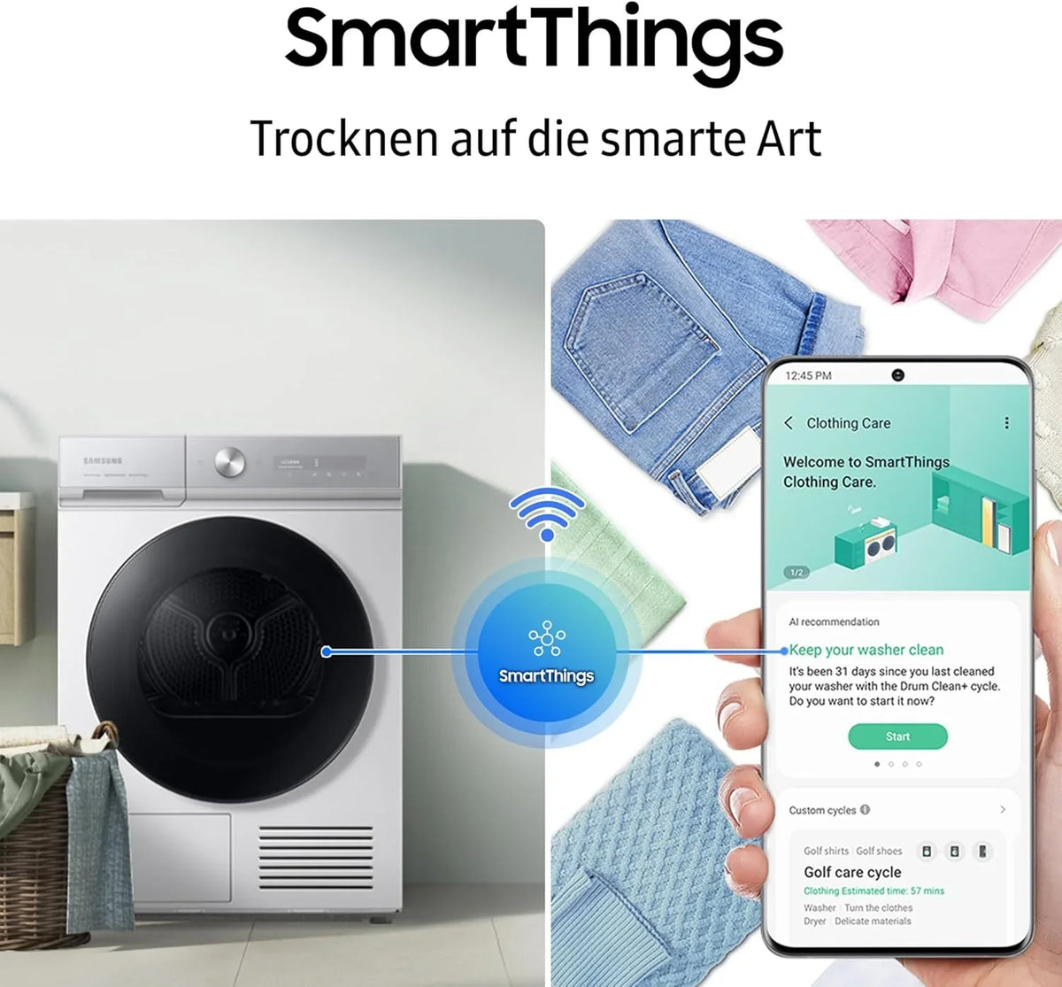 Waschmaschine. 9 kg. 1.400 U/min. EEK: A. Mikroplastik-Programm. Ecobubble. 14 Programme. WiFi SmartControl. Schwarz. WW90CGC04AABEG