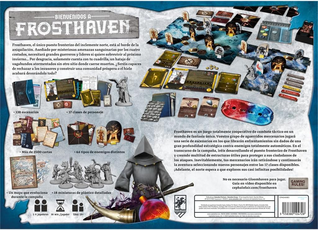 Cephalofair Games Frosthaven. Juego de Mesa cooperativo. de campaña ambientado en un Universo Helado. Desde 14 años. 1-4 Jugadores. 30 Minutos de
