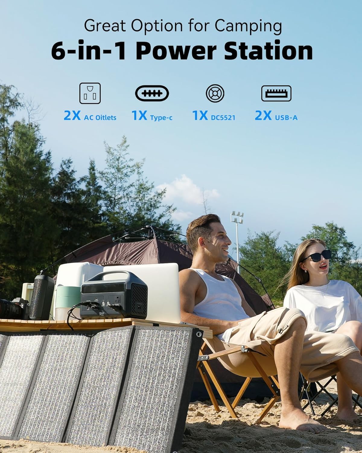 Portable Power Station 56000mAh. 179.2Wh LiFePO4 Battery Backup w/ 2 300W (Peak 600W) AC Outlets. 1.5hrs Fast Charging. Power Bank for Hurricane Emergency/Outdoor Camping/RVs/Home Use