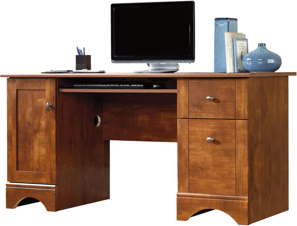 Multifunctional office computer desk. length: 59.45 inches x width: 23.47 inches x height: 29.02 inches. finished with polished maple wood material
