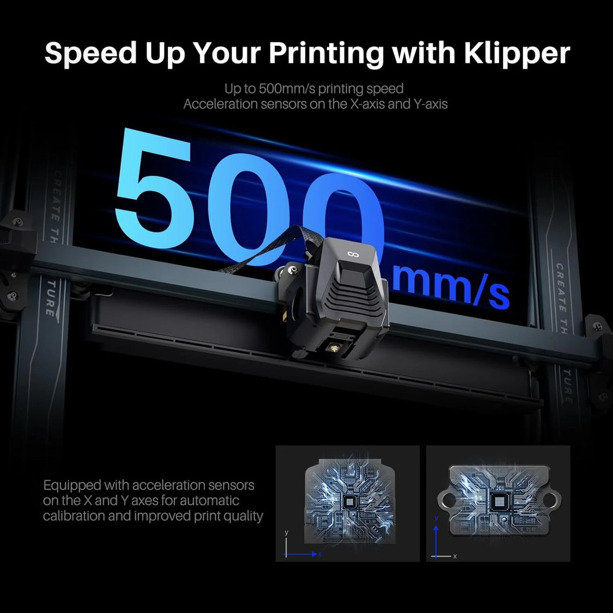 Printer with Auto Bed Leveling. Dual-Gear Direct Extruder. Dual Lead Screw Drive. Removable Capacitive Screen. 8.85x8.85x11in Large Printing Size