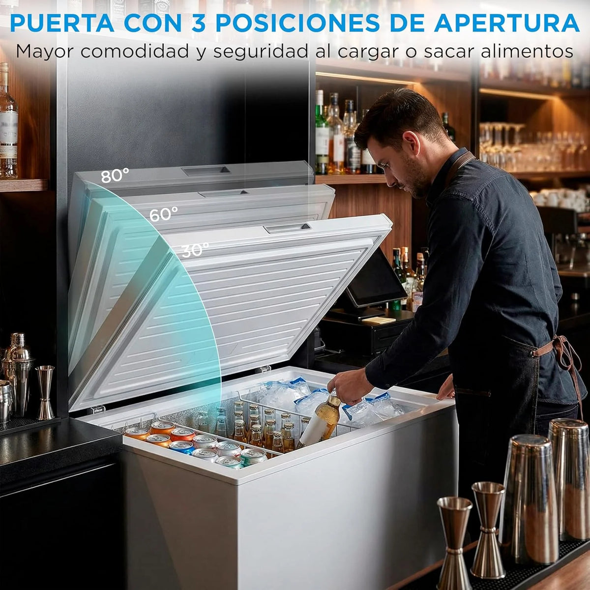 MIDEA Arcon Congelador Pequeño de 293L | Congelador Horizontal Convertible a Frigorífico con Motor Inverter. Control Electrónico de Temperatura.