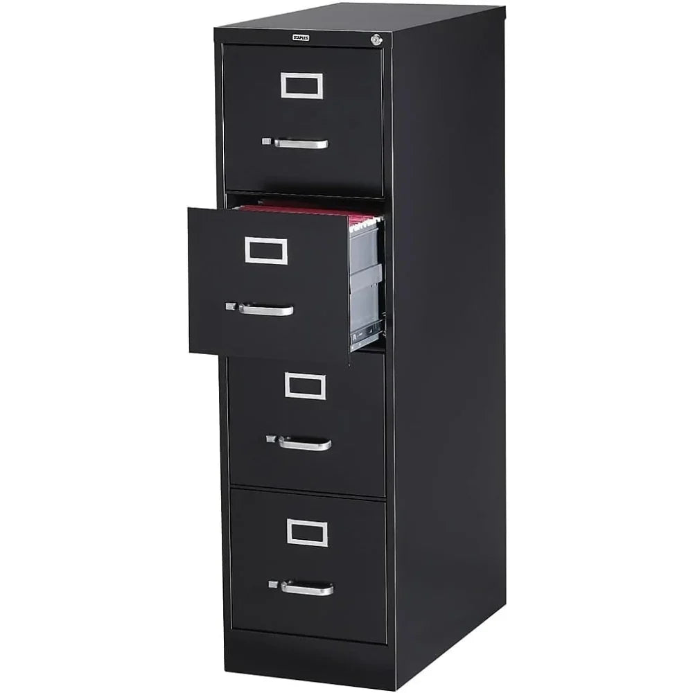 4-Drawer Lockable File Cabinet. Black. 25-Inch D x 15-Inch W
