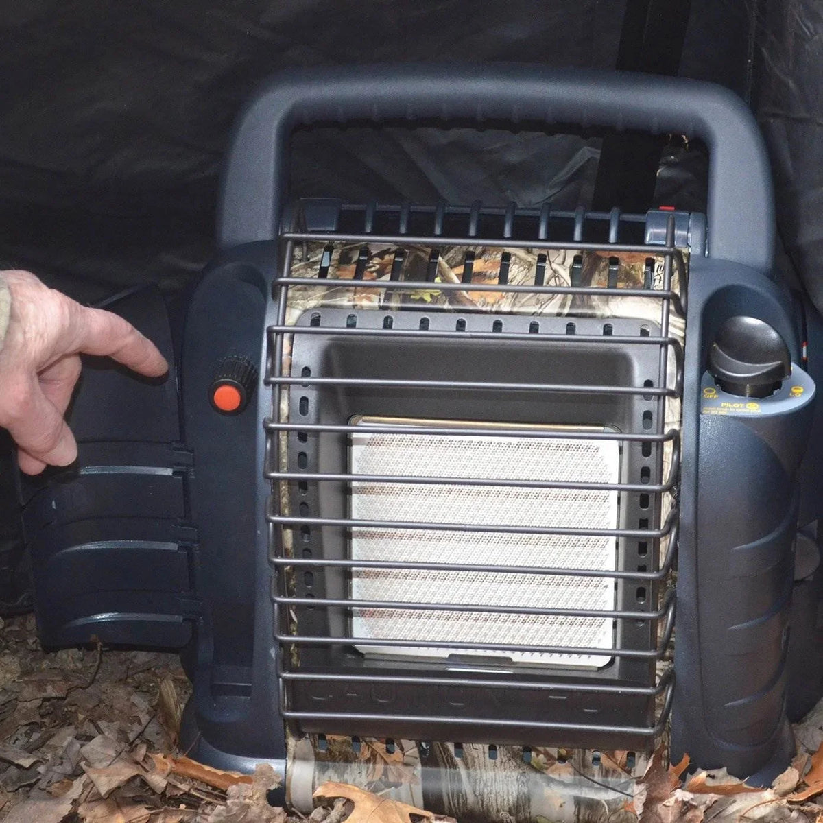 12.000 BTU Portable Propane Heater – 2 Heat Settings. ODS Safety Shut-Off. Camo