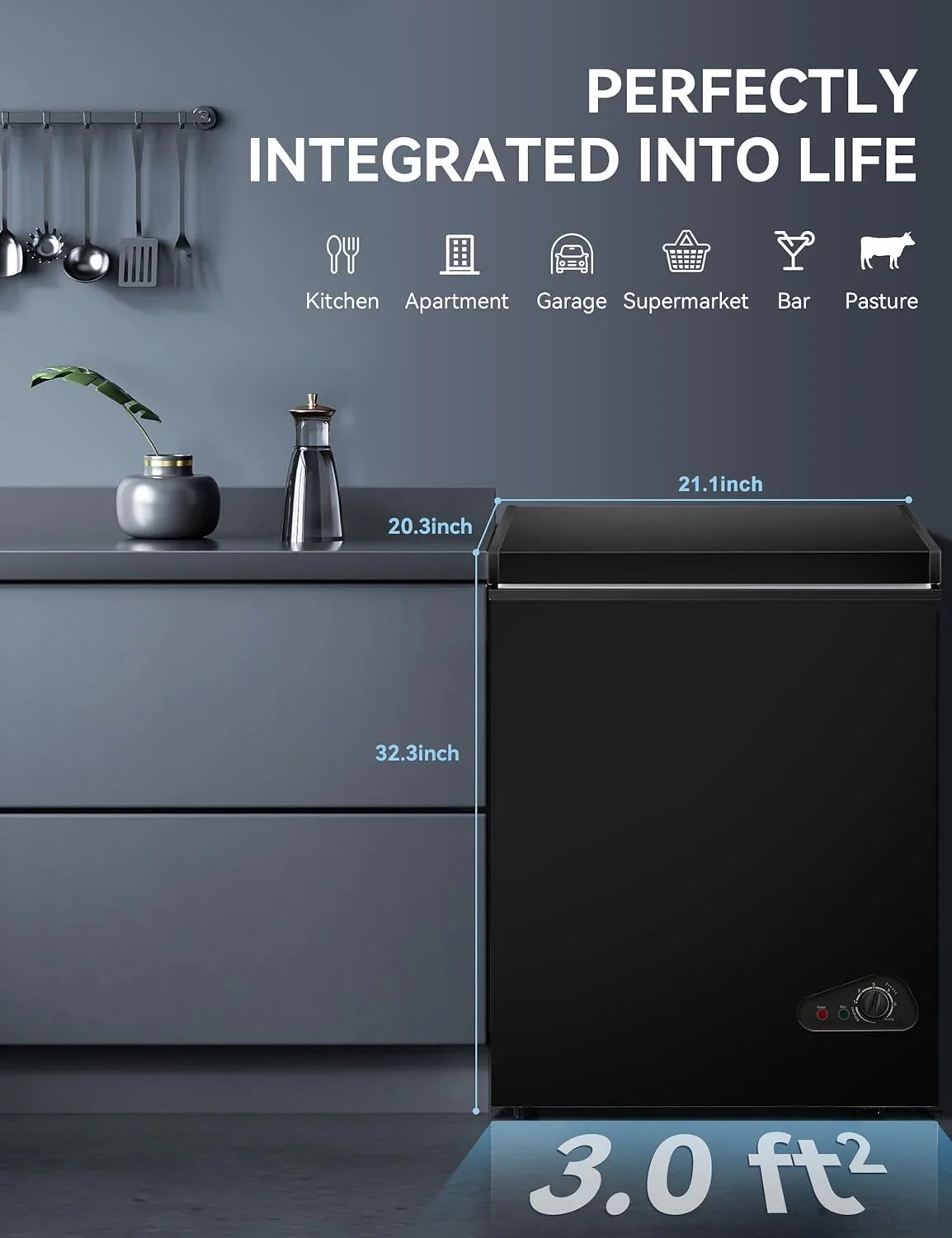 7.0 Cu Ft Chest Freezer - Energy Efficient & Quiet Mini Freezer with Adjustable Thermostat - Compact Deep Freezer for Home. Apartment. and Garage - Removable Basket & Defrost Drain