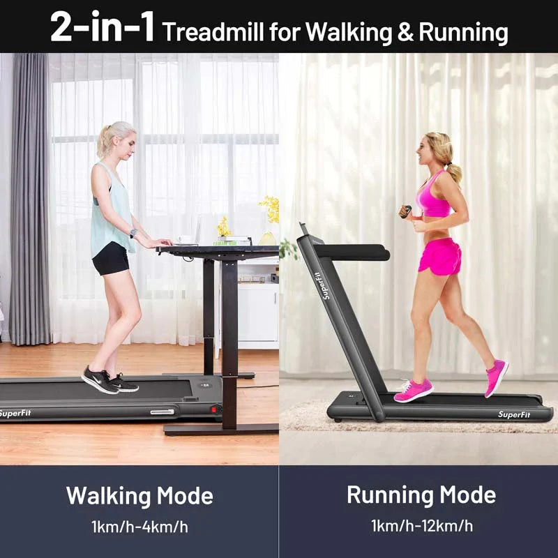 2-in-1 Folding Electric Treadmill. 2.25 HP. Under-Desk. with Dual Display and Smart App Control