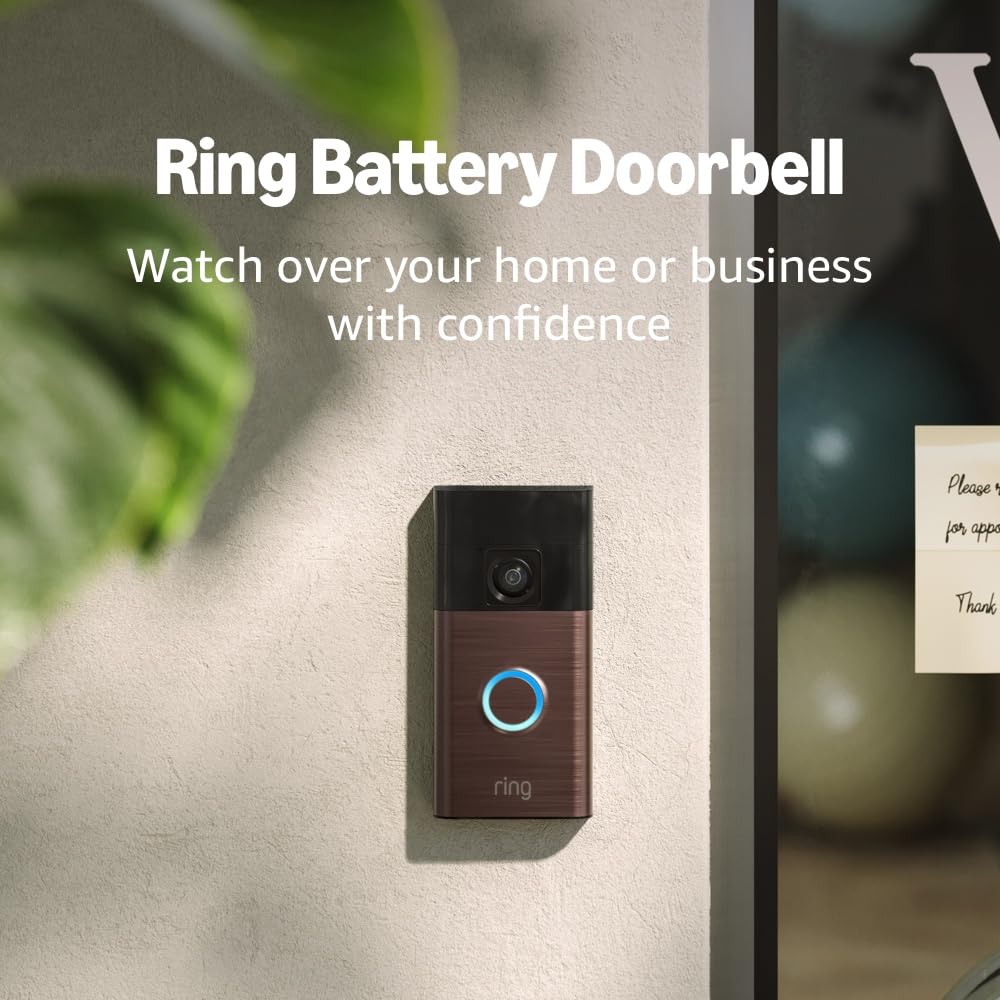 Ring Battery Doorbell | Home or business security with Head-to-Toe Video. Live View with Two-Way Talk. and Motion Detection & Alerts (newest model). Venetian Bronze