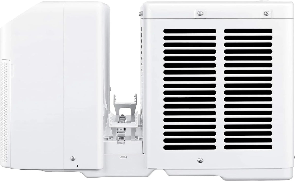 8.000 BTU U Shaped Smart Inverter Window Air Conditioner. Cools up to 350 Sq. Ft.. Ultra Quiet with Open Window Flexibility. Works with Alexa/Google Assistant. 35% Energy Savings. Remote Control