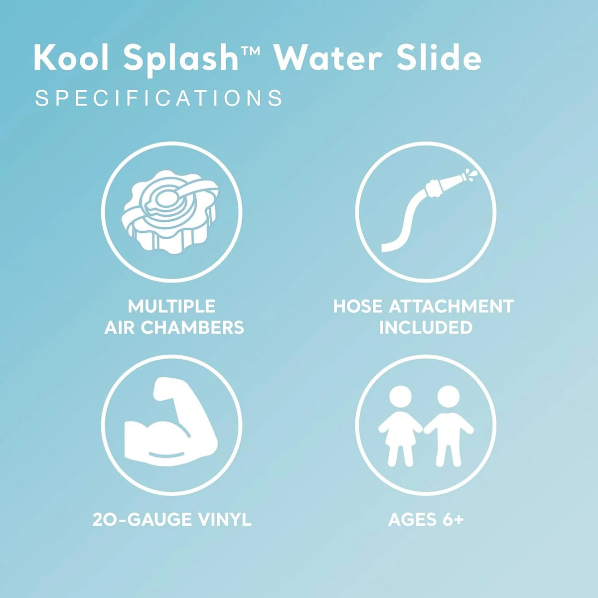 Kool Splash Inflatable Water Slide Swimming Pool Play Center with Built in Sprayers for Kids and Adults. Ages 6 and Up. Blue