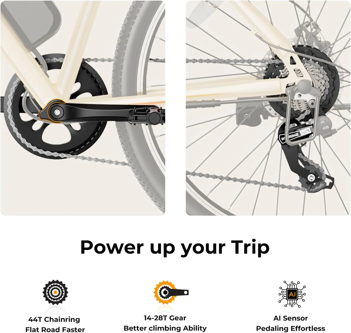 EB5 Electric Bike for Adults with Peak 500W Brushless Motor. 40Miles 20MPH Commuting Electric Mountain Bike with 360Wh Removable Battery. 7-Speed. 26 Tires and Front Fork Suspension