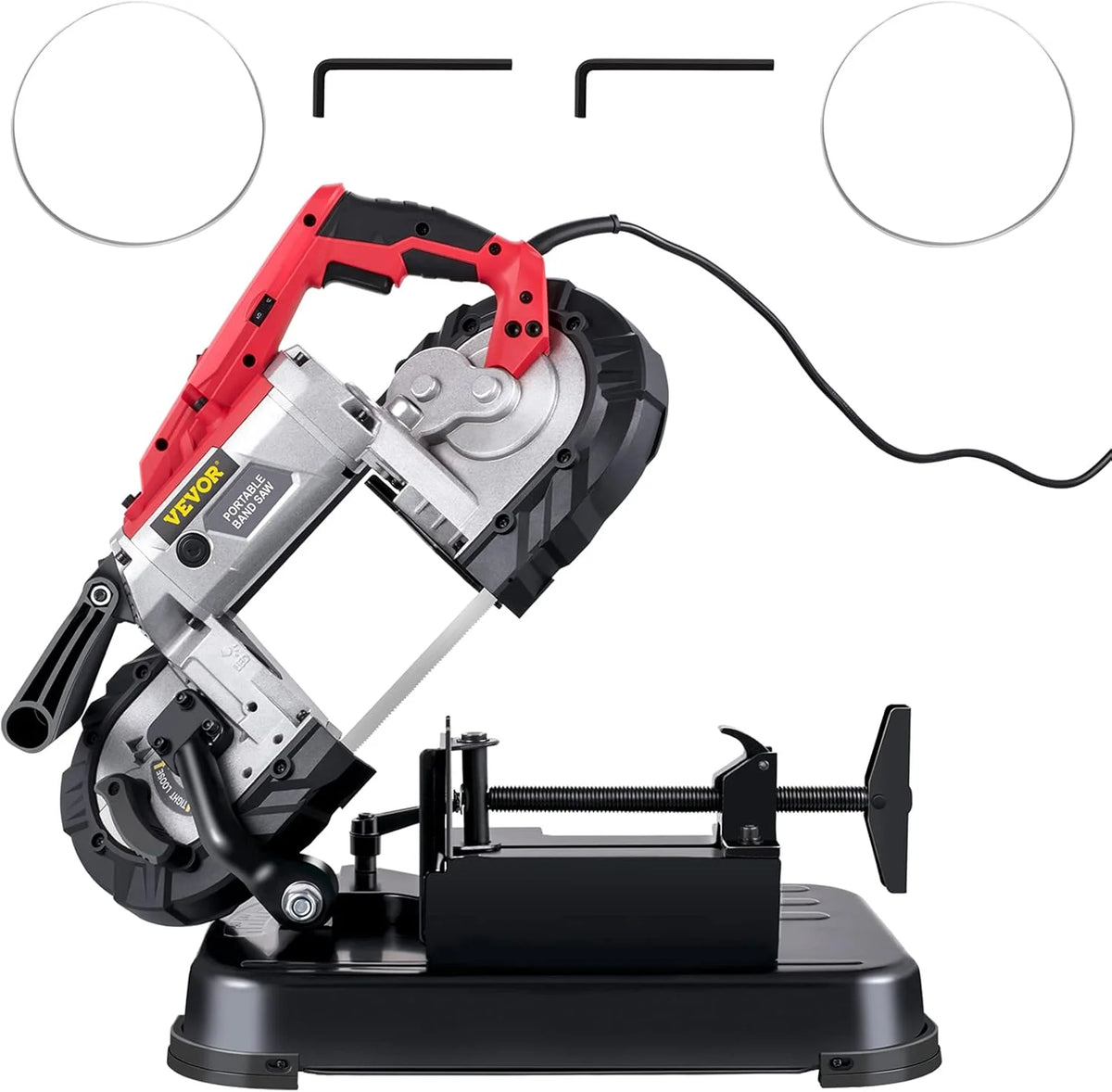 Portable Band Saw. 110V Removable Alloy Steel Base Corded Band Saw. 5 Inch Cutting Capacity Hand held Band Saw.Variable Speed Portable Bandsaw. 10Amp Motor Deep Cut Band saw for Metal Wood