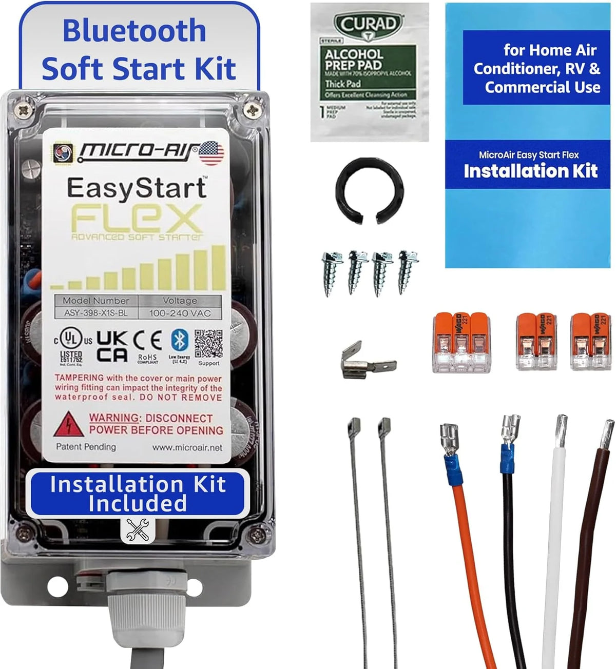 EasyStart FLEX 398 - Bluetooth Soft Start Kit for Home Air Conditioner. RV & Commercial Use. Works with Generators. Reduces Power Surge. Efficient Start-Up - Up to 6 Tons w/Installation Kit