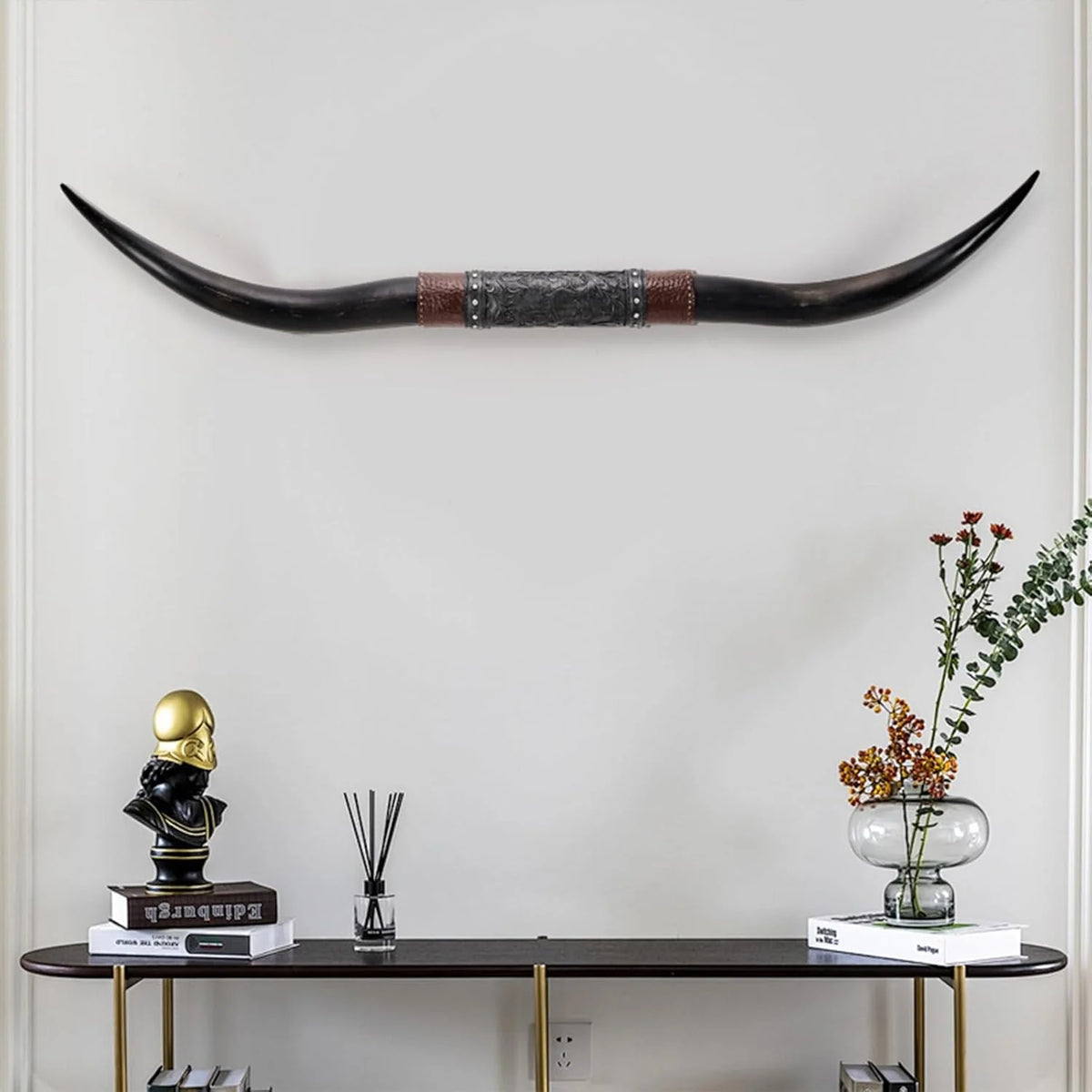 70 Long Horn Bull Horns. Longhorn Skull Wall Decor. Faux Taxidermy. Rustic Animal Head Wall Art. Living Room Decor
