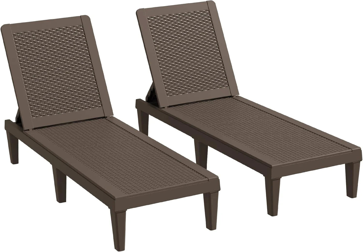 Outdoor Chaise Lounge Chair Set of 2 for Patio Poolside. Waterproof & Adjustable & Easy Assembly Sun Lounger for Outside Deck. Pool. Beach. Black