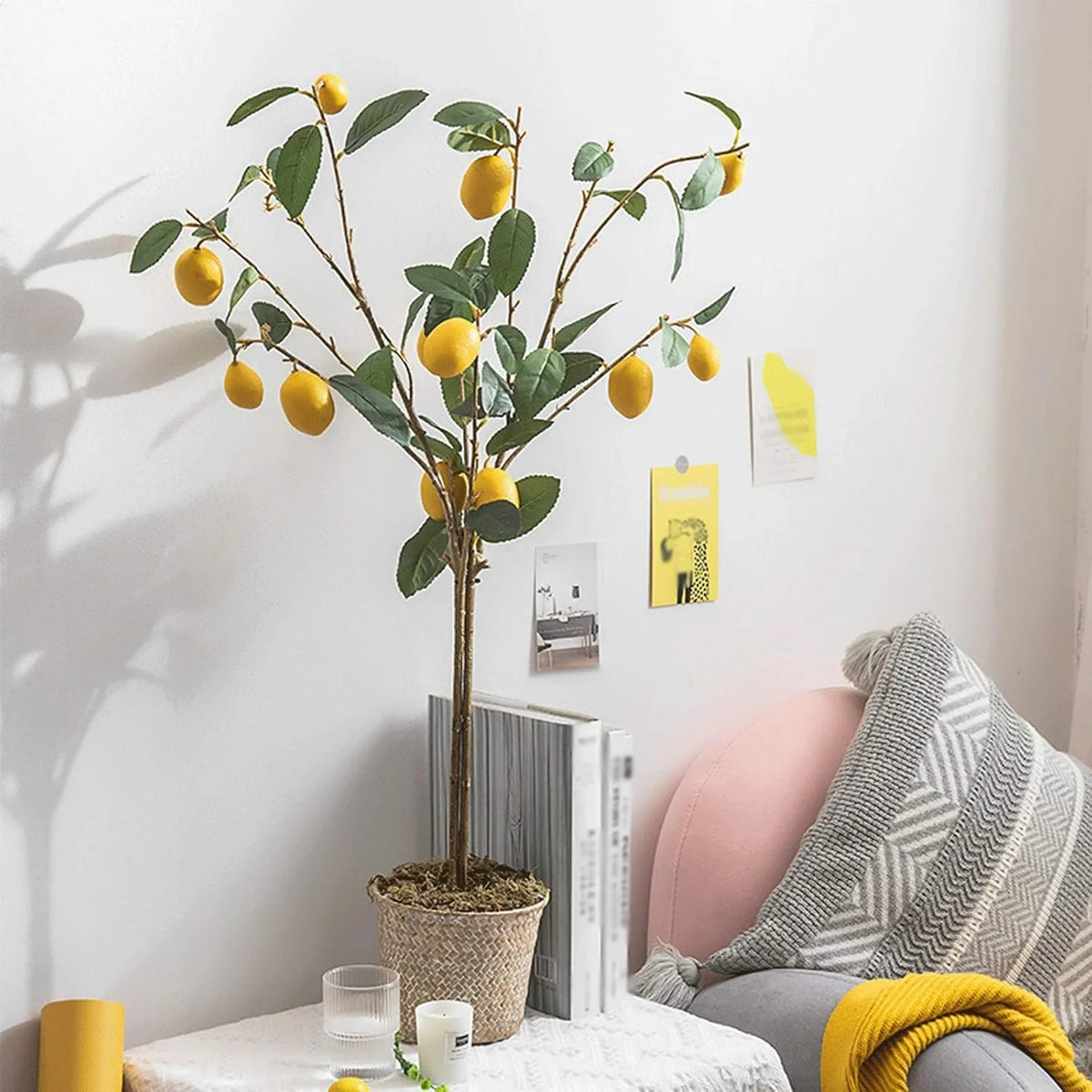 Fake Bonsai Tree The Artificial Plant Small Potted Plant Decorates The Artificial Flower Lemon Tree. 37 Inches High. It is A Good Choice Both Indoors and Outdoors. Artificial Bonsai Tree