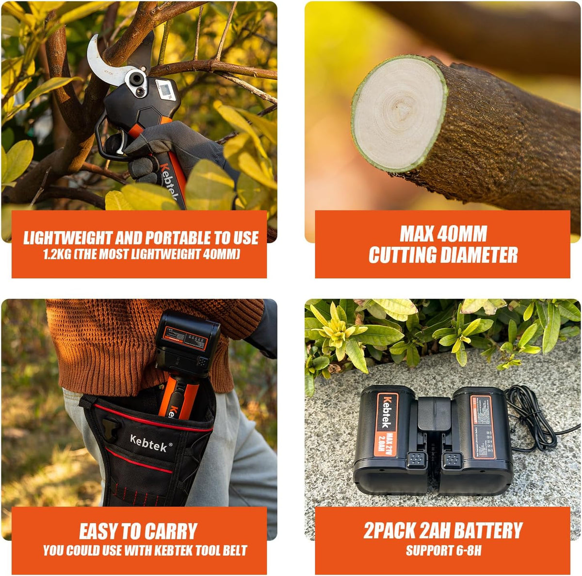 Wireless electric trimming scissors. 40mm. professional electric trimming scissors. equipped with a 18-volt brushless motor. 2 sets of 2 ampere-hour rechargeable batteries