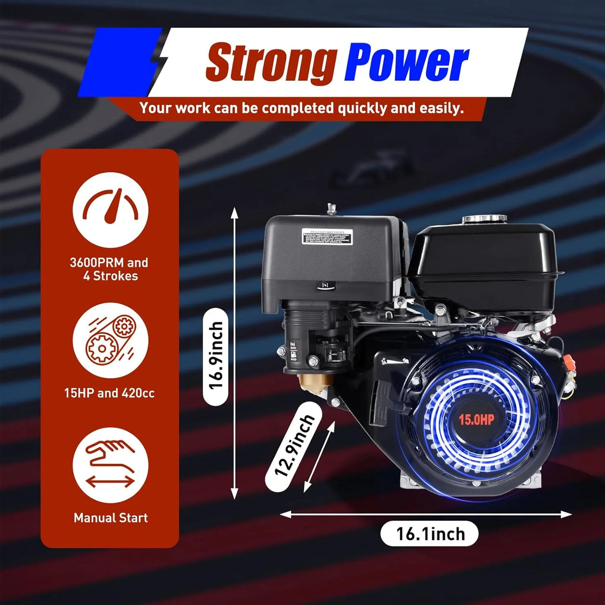 150CC 4 Stroke Engine Motor. Gy6 Single Cylinder Complete Engine Kit for 110cc-150cc Atvs and Go Karts and 11 Long Box Engine Size Scooters High-Flow Oil Pump CVT Carburetor Top Mount
