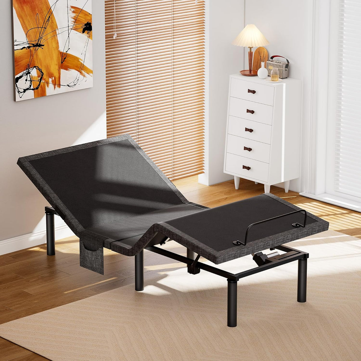 Amada Full Adjustable Bed Frame. Electric Base with Wireless Remote. 4 USB Ports. LED Night Light. Head & Foot Incline. Zero Gravity. Anti-Snore - 01B-F