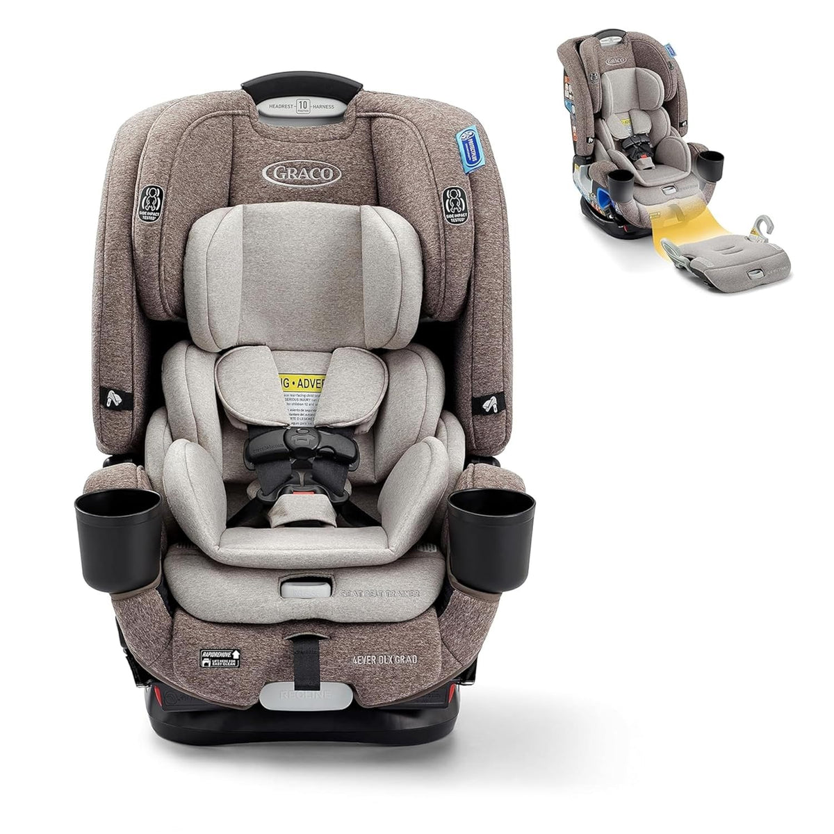 4Ever DLX 4-in-1 Car Seat. Charlie | Infant to Toddler Car Seat. with 10 Years of Use | Rear-Facing. Forward-Facing and Booster Modes | Safe. Comfortable and Convenient