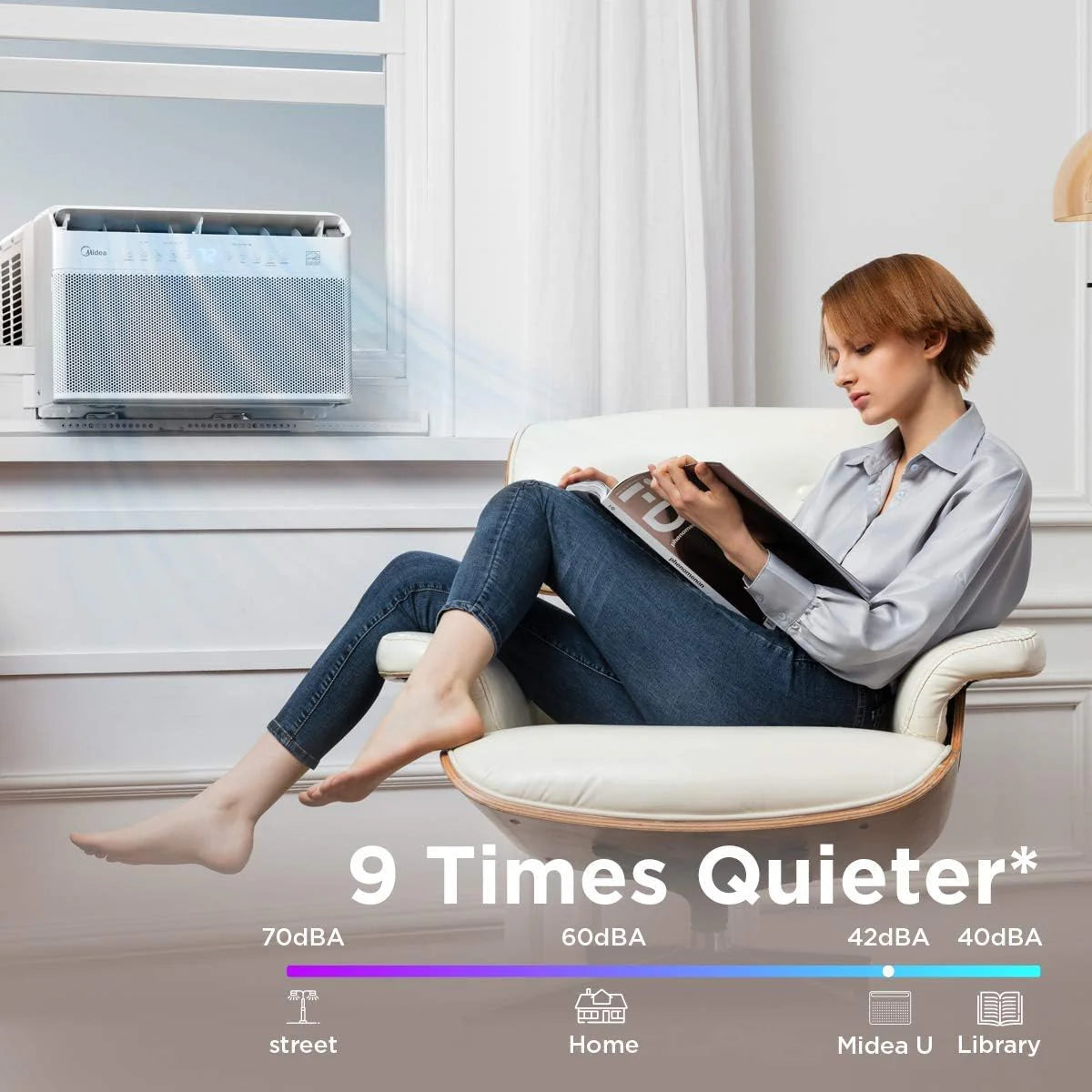 U-Shaped Inverter Window Air Conditioner 12.000BTU with Open Window Flexibility. Robust Installation.Extreme Quiet. 35% Energy Saving. Smart Control. Alexa. Remote. Bracket Included (Renewed)