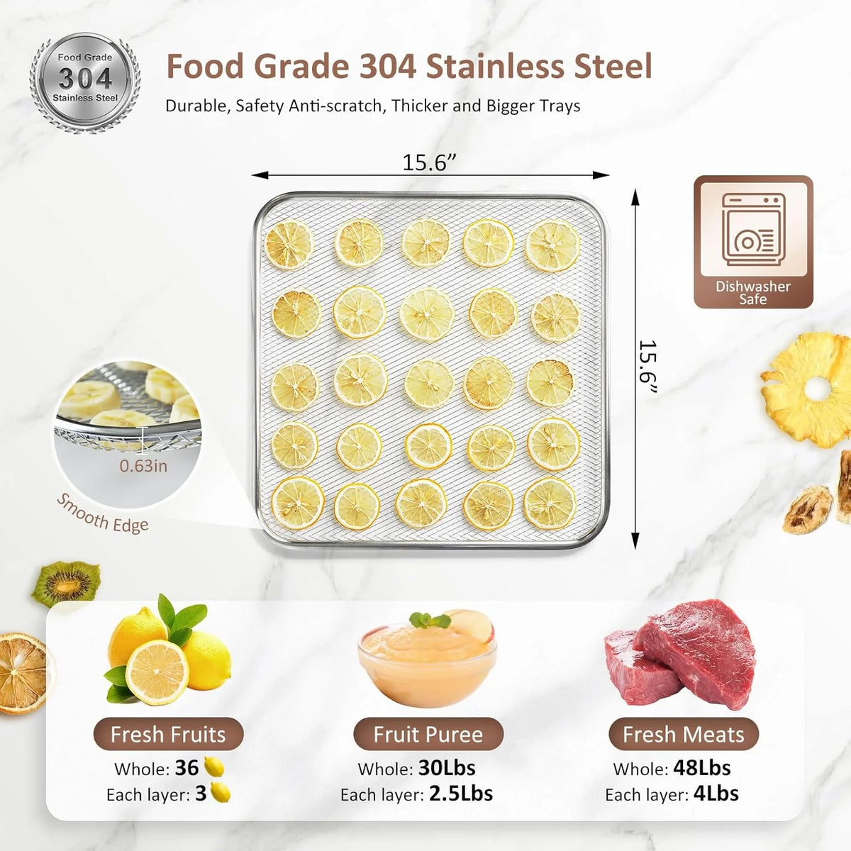 Commercial Large 12 Trays Food Dehydrator. Usable Area up to 22.67ft². 1200W Full Stainless Steel Dryer Machine. up to 190℉ Temperature. for Meat. Fruit. Veggies. Beef. Herbs. Pet Foods