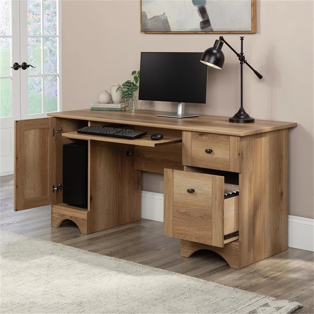 Multifunctional office computer desk. length: 59.45 inches x width: 23.47 inches x height: 29.02 inches. finished with polished maple wood material