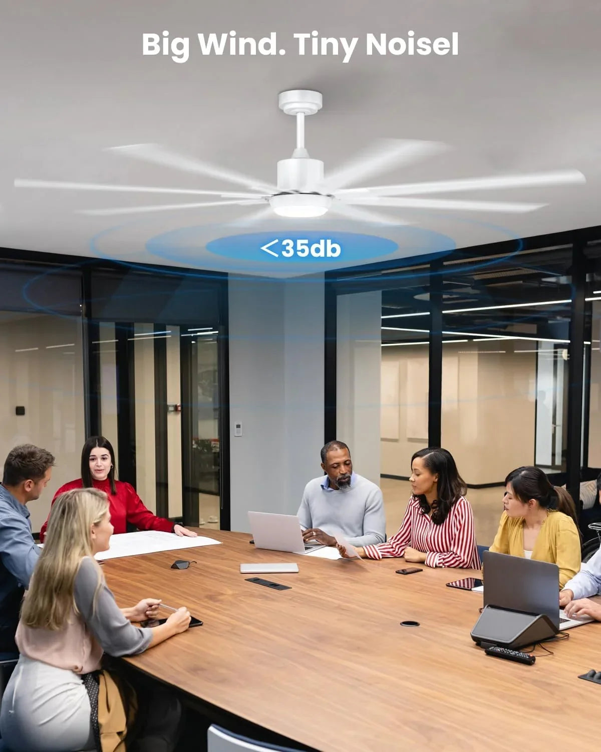 183cm Extra Grande 8 Aspas de Aluminio Ventilador de Techo con Luz y Mando. Silencioso Lampara Ventilador Techo con Reversible Motor DC para Exterior