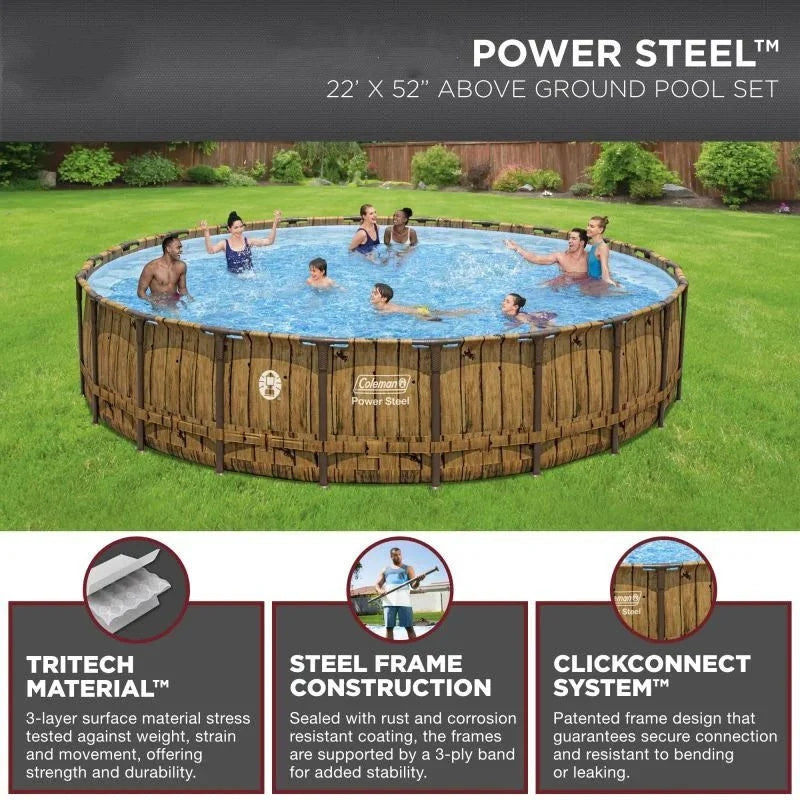 22' x 52 Round Above Ground Pool Set