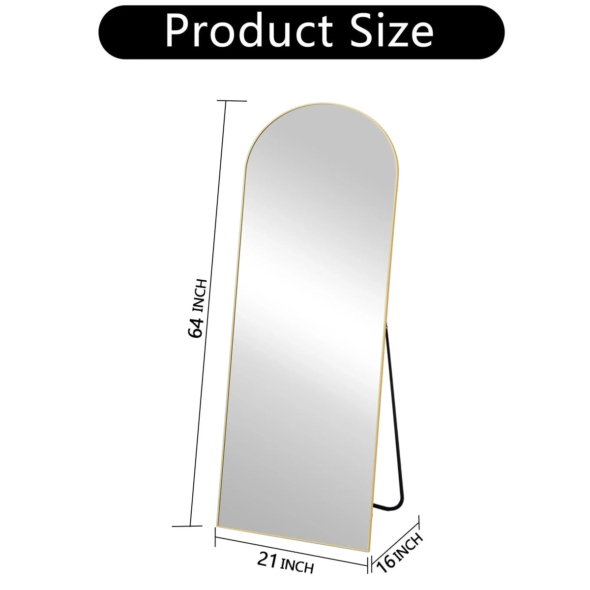 64x21 Full Length Floor Mirror. Large Full Body Aluminum Alloy Frame Standing Mirror with Stand and Wall Mount Option