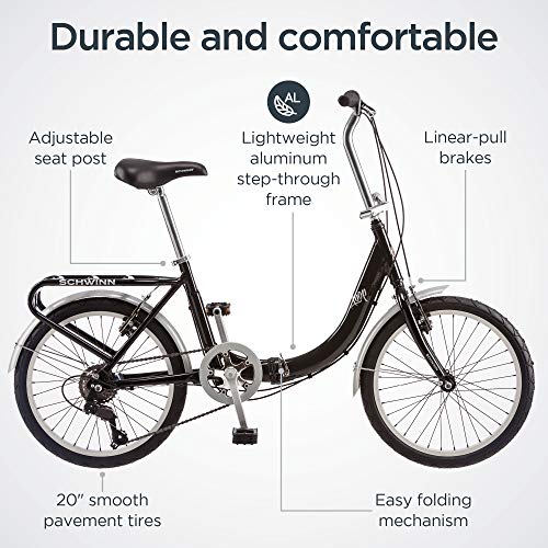 20-Inch Folding Adult Bike for Men and Women. 7-Speed Drivetrain