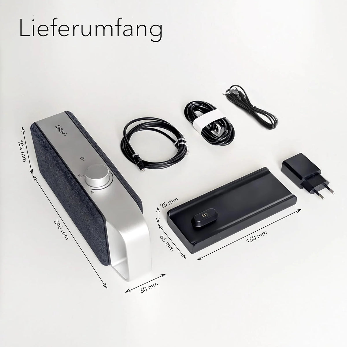 faller Oskar TV Lautsprecher/Soundbar mit Clear Voice (tragbar. kabellos. einfache Bedienung. Aluminiumgehäuse)