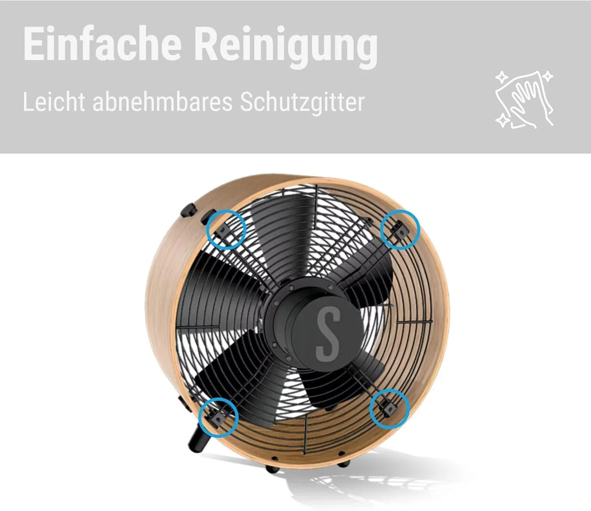 Stadler Form Ventilator Otto. aus Bambus. mit 3 Geschwindigkeiten. ideal im Sommer und fürs Schlafzimmer. Wohnzimmer und Büro geeignet. einfache