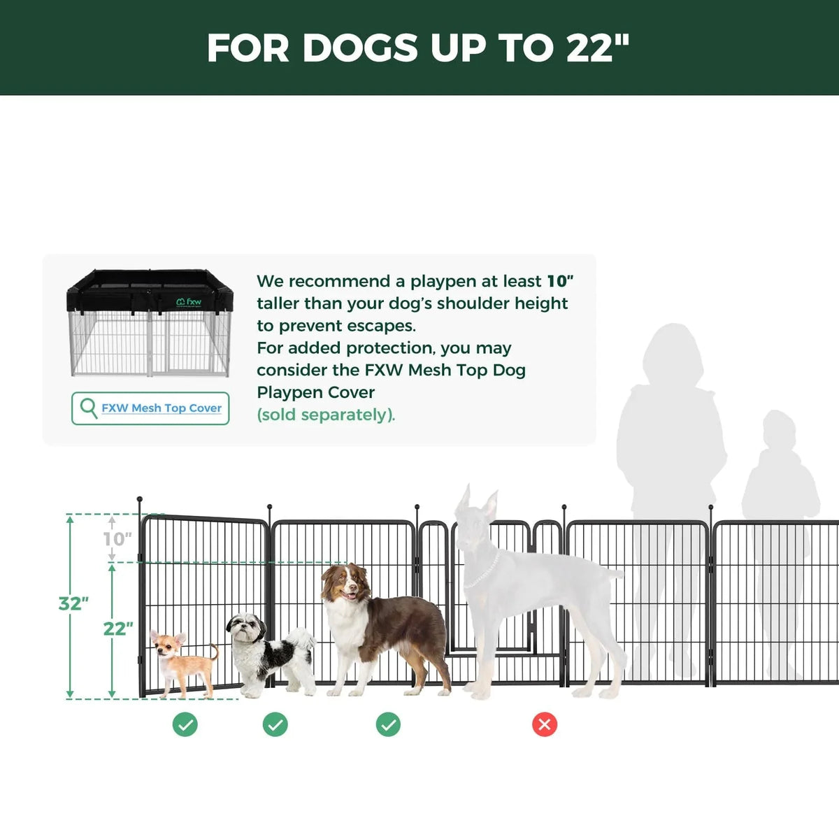 32 Dog Playpen for Small Dogs. Portable Indoor Outdoor Pet Exercise Pen for Puppies and Small Pets