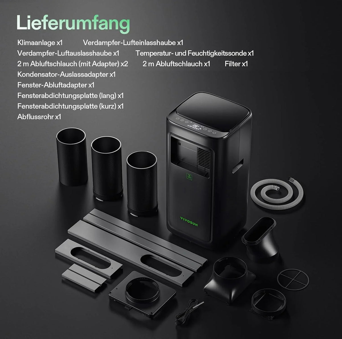 VIVOSUN Smart Klimaanlage. 7000 BTU. 4-in-1 Funktion mit Temperatur- & Feuchtigkeitssensor. Intelligente Fernbedienung. Ideal für Growzelte und