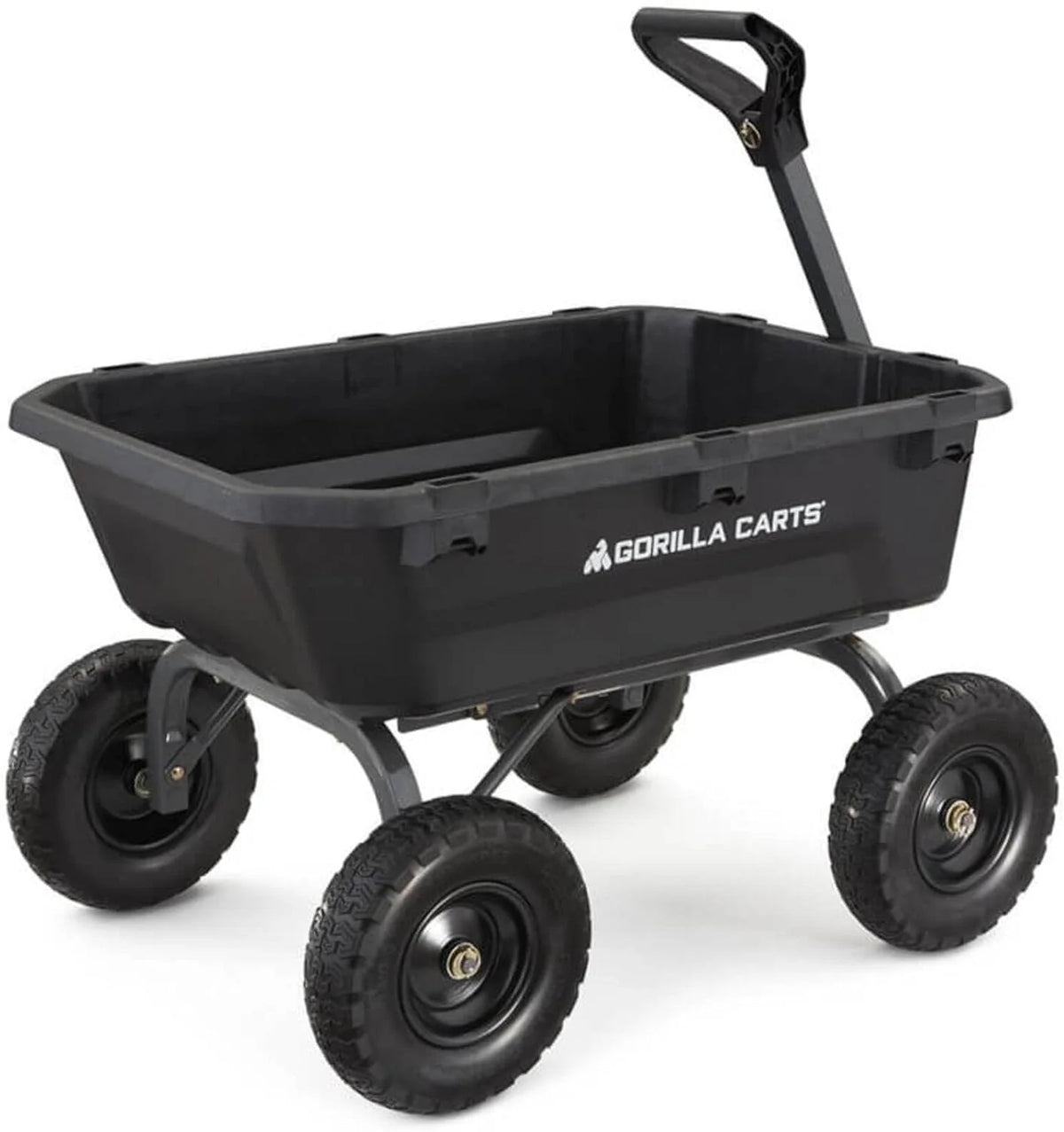 7-Cubic-Foot Poly Dump Garden Cart with No-Flat Tires. 1.200-Lb. Capacity. Black