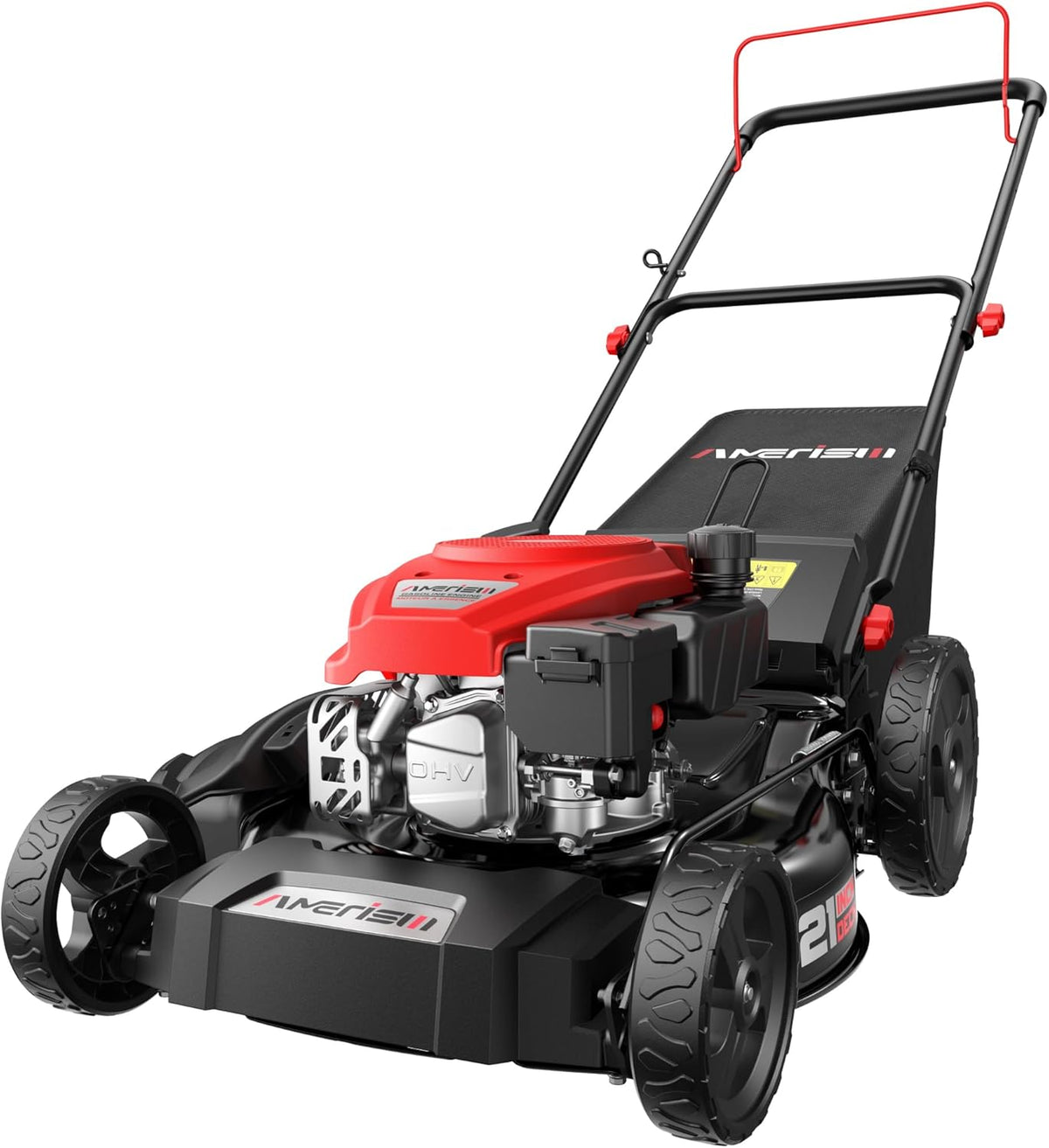 21 Steel Deck Gas Lawn Mower. 3-in-1 Push Mower. 144cc 4-Stroke OHV Engine. 6 Height Adjustment. 1.4 Bushel Grass Catcher with Bagging. Mulching & Side Discharge Efficient for Yard Garden