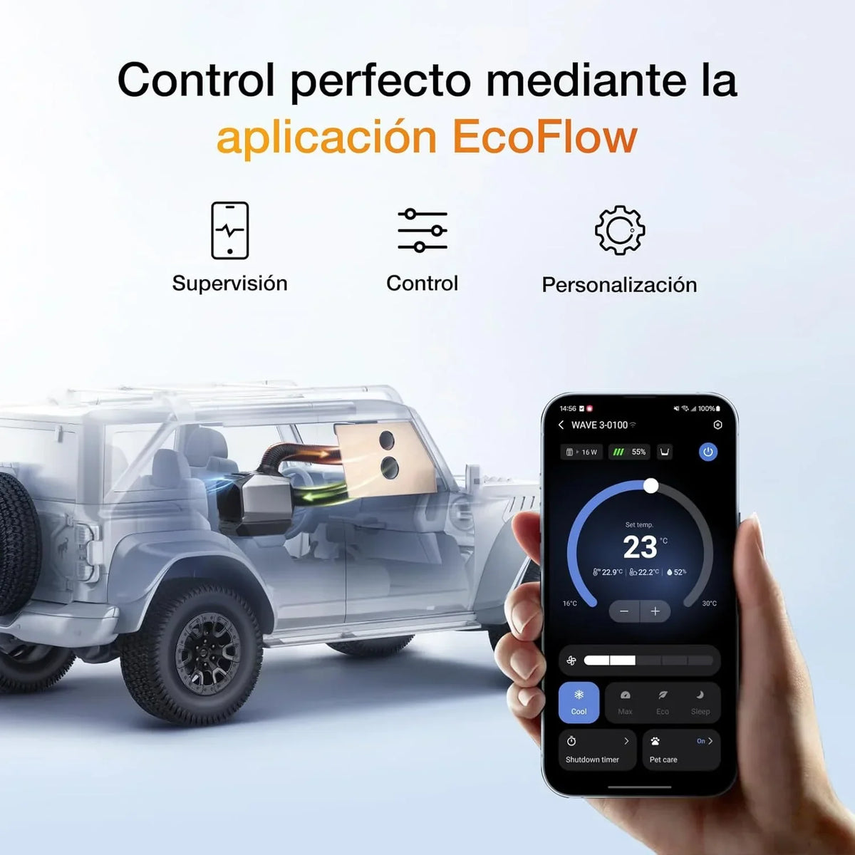 EcoFlow WAVE 3 Climatizador portátil con batería extra de 1024 Wh. refrigeración 1800 W. calefacción 2000 W. autonomía de 8 h. control por app. para