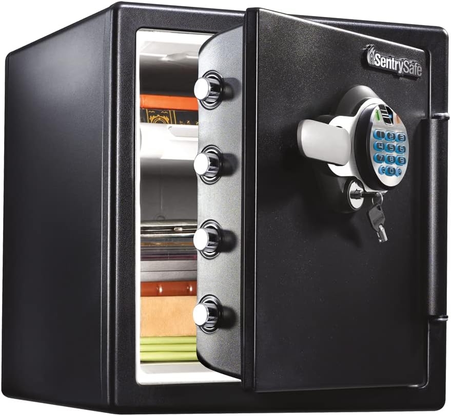 1.23 Cu Ft Waterproof and Fireproof Digital Safe Box. Alloy Steel Security Safe for Home and Office