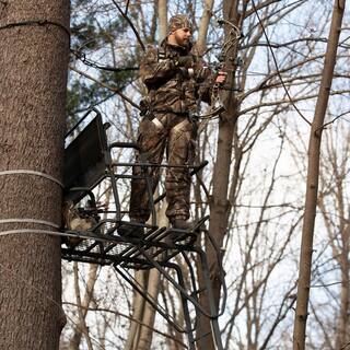 21-Foot 2-Person Ladder Treestand. Heavy-Duty Hunting Tree Stand with Ladder. Elevated Outdoor Hunting Platform