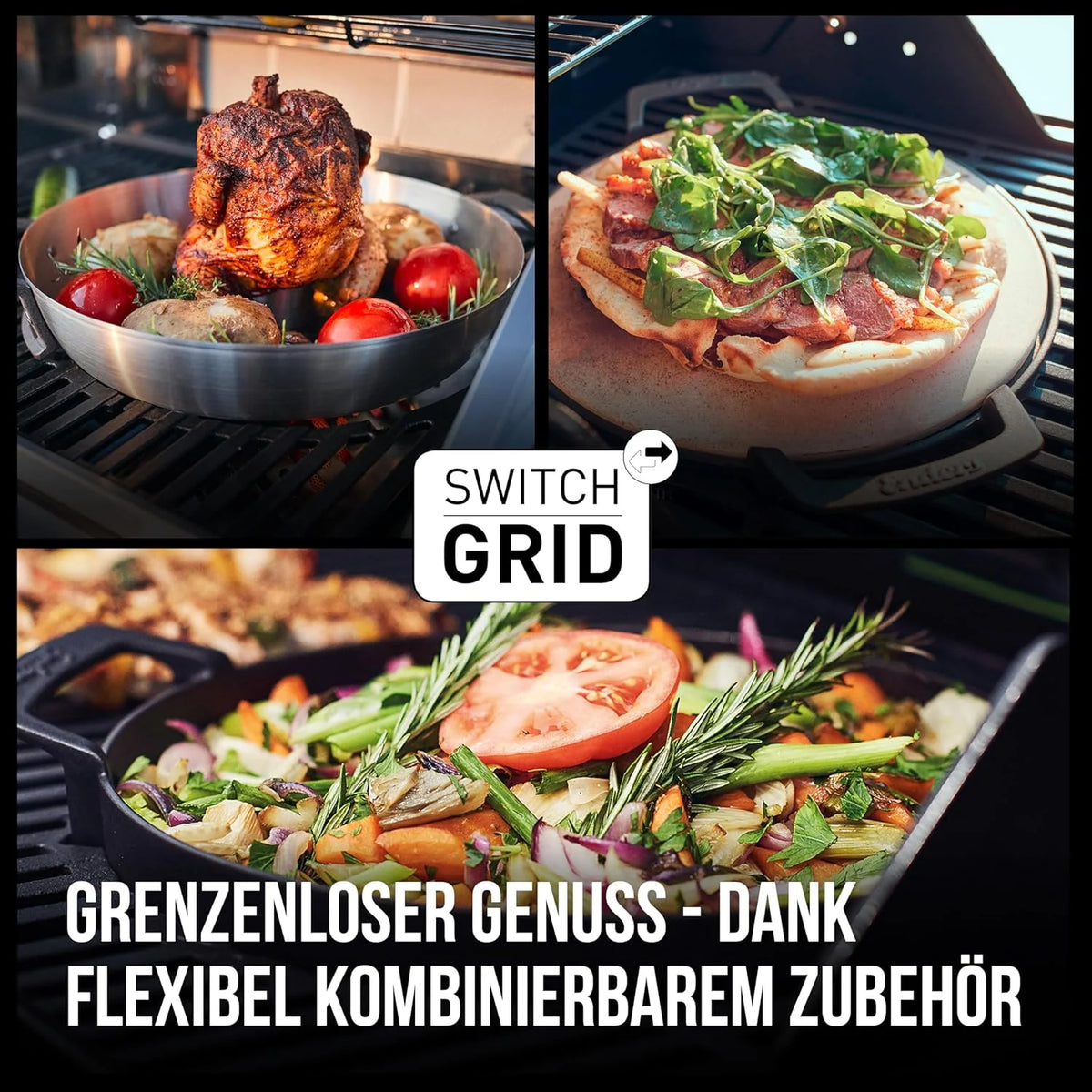 Enders Gasgrill Monroe Pro 4 SIKR Turbo Shadow inkl. Seargrate. 4-Brenner. mit Kocher. Infrarot-Heckbrenner. PanoVision Sichtfenster. Gussrost.