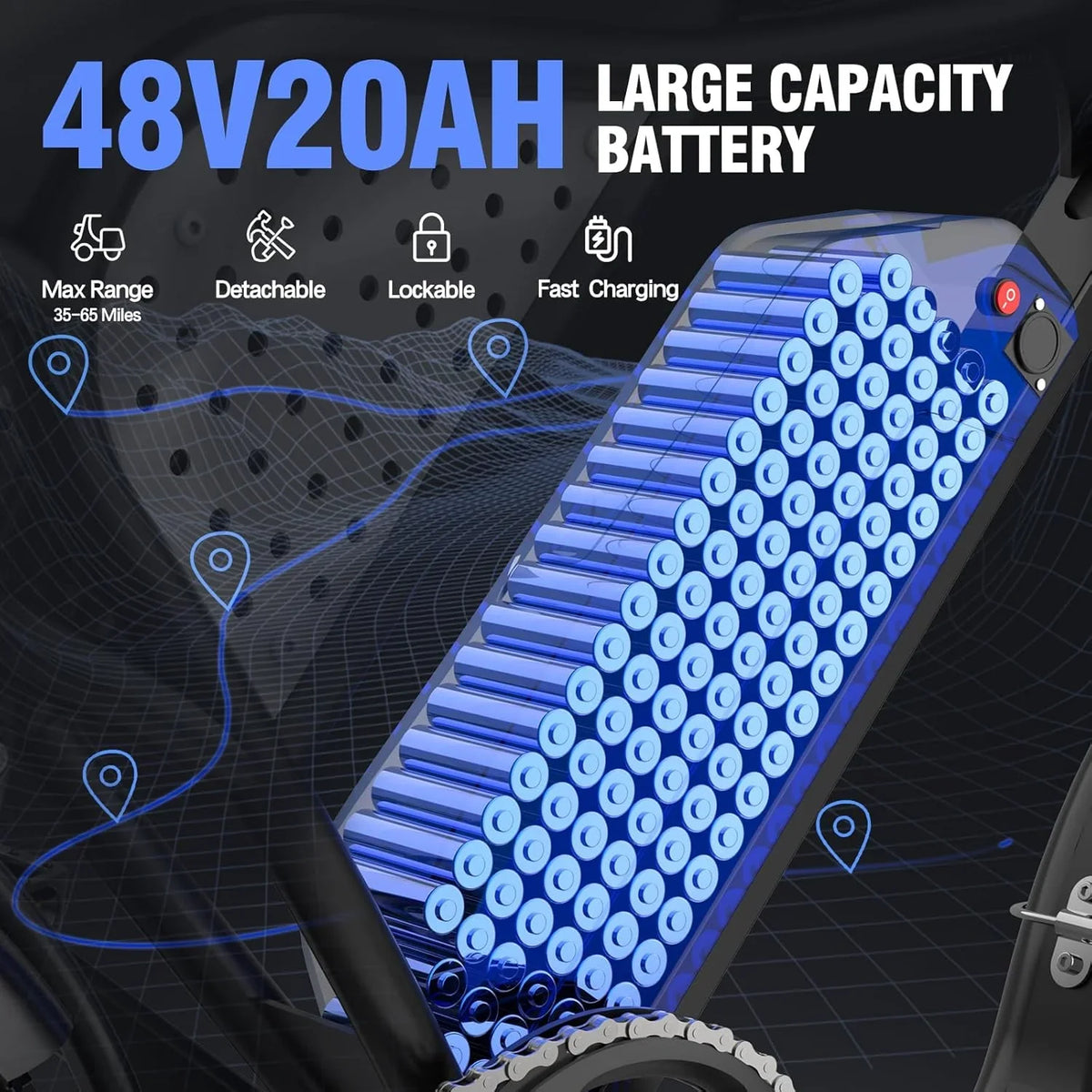 Electric Bike Q20. 2000W. 52V. 30-180 Miles All-Terrain Fat Tire E-Bike for Adults