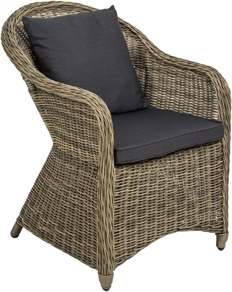 tectake Alu Polyrattan Gartenstuhl 2er Set. Gartenmöbel Set mit 2 Sessel. wetterfest. Rattan Gartensessel mit weichen Sitzpolster. abziehbarer und