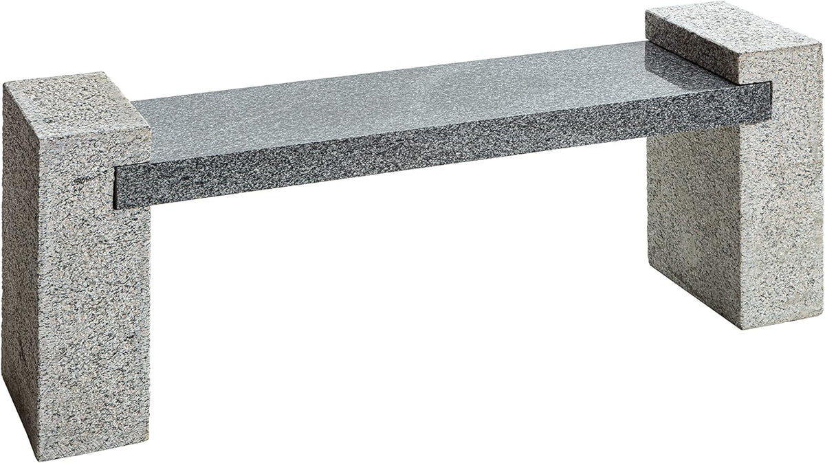 Dehner Gartenbank. 2-Sitzer. ca. 120 x 45 x 30 cm. Granit. hellgrau/dunkelgrau