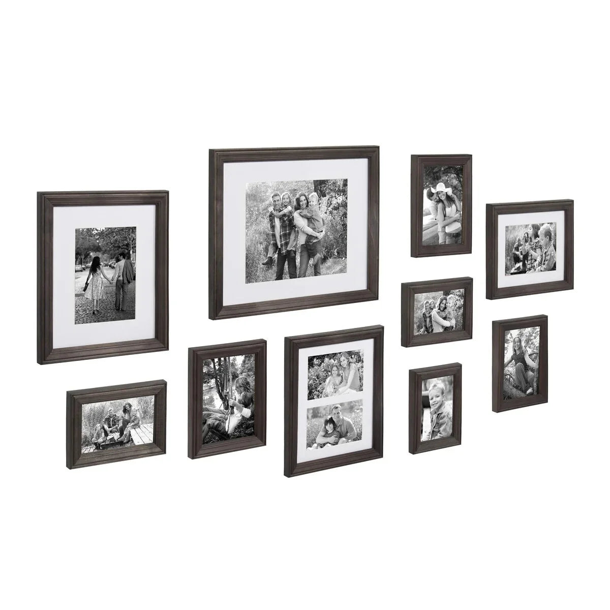 10-Piece Wood Gallery Wall Picture Frame Set. Decorative Photo Display Frames for Living Room. Bedroom and Home Decor