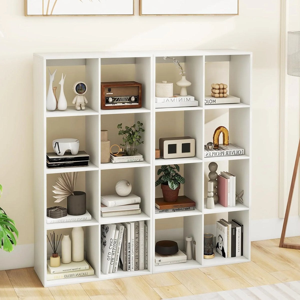 Suitable for two people. floor-standing bookshelf. with an open back panel. anti-toppling device. It is a modern storage display stand suitable for use in family offices. living rooms. bedrooms. and study rooms. White.