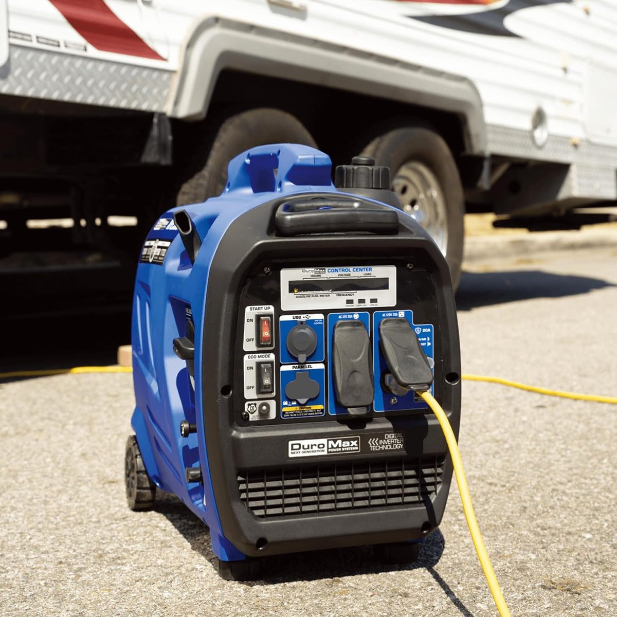 2300-watt dual-fuel portable digital inverter generator - Dual fuel (gasoline and propane). suitable for RVs and emergency use
