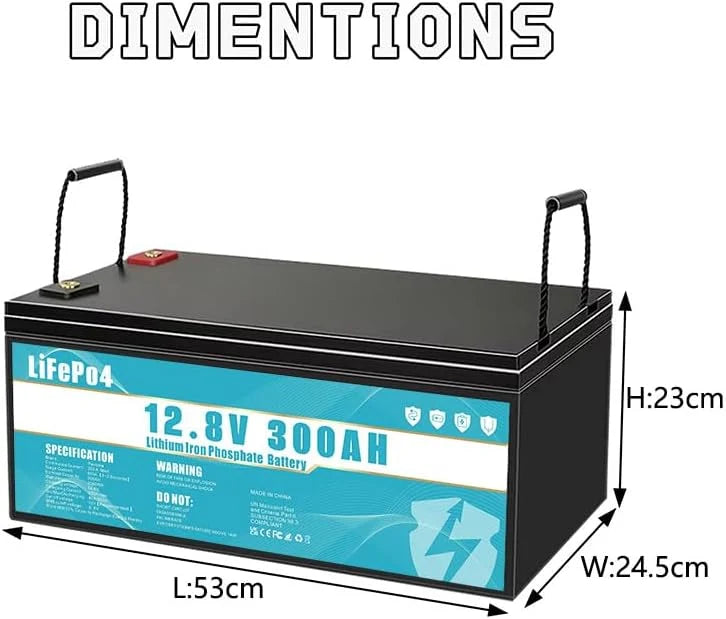 LiFePO4 Batterie 12V 300Ah Lithium Eisenphosphat Batterie. ausgestattet mit 300A BMS. Lebensdauer über 8 Jahre. geeignet für Camping. Solarenergie.