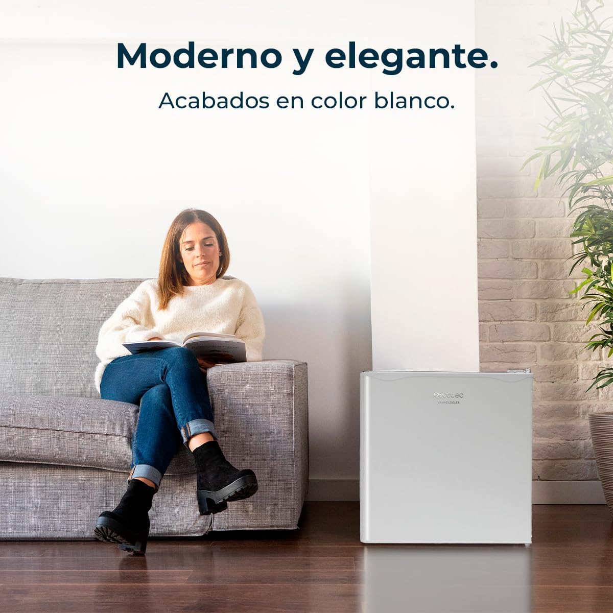 Cecotec Nevera Pequeña Frigorífico Mini Minibar 46L GrandCooler 20000 SilentCompress White E. Altura 48.7cm. 48 cm de Ancho. Bajo Consumo. Puerta