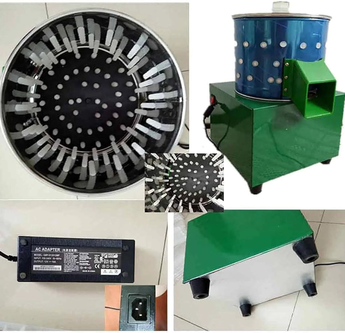 Chicken Plucker. Poultry De-featherer with 110 Rubber Fingers. 60W High-Efficiency Hair Plucking. Stainless Steel. for Duck Goosey Farm